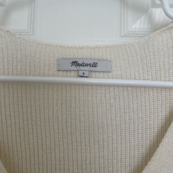 Madewell Ivory Flare Sleeve V-Neck Sweater - Picture 4 of 7